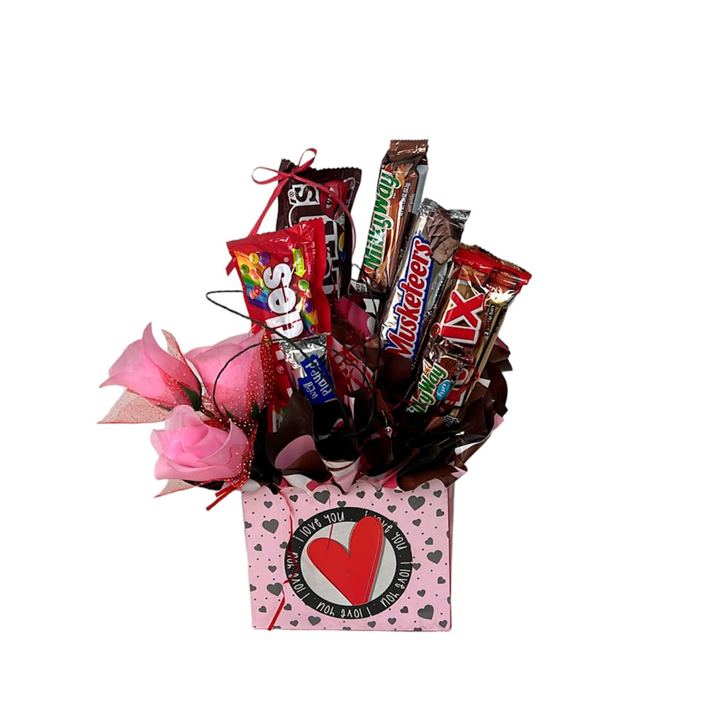 Candies And Chocolates I Love You + Roses, Candy Makes An Excellent Gift For Any Occasion, Special Roses In Box, Roses Delivery, Anniversary Flowers & Gifts, Romantic Flowers & Gifts, Mother´s Day, Valentine’s Day. Bouquets Flowers in Coral Gables, Miami, Delivery Flowers, Florist in Coral Gables.