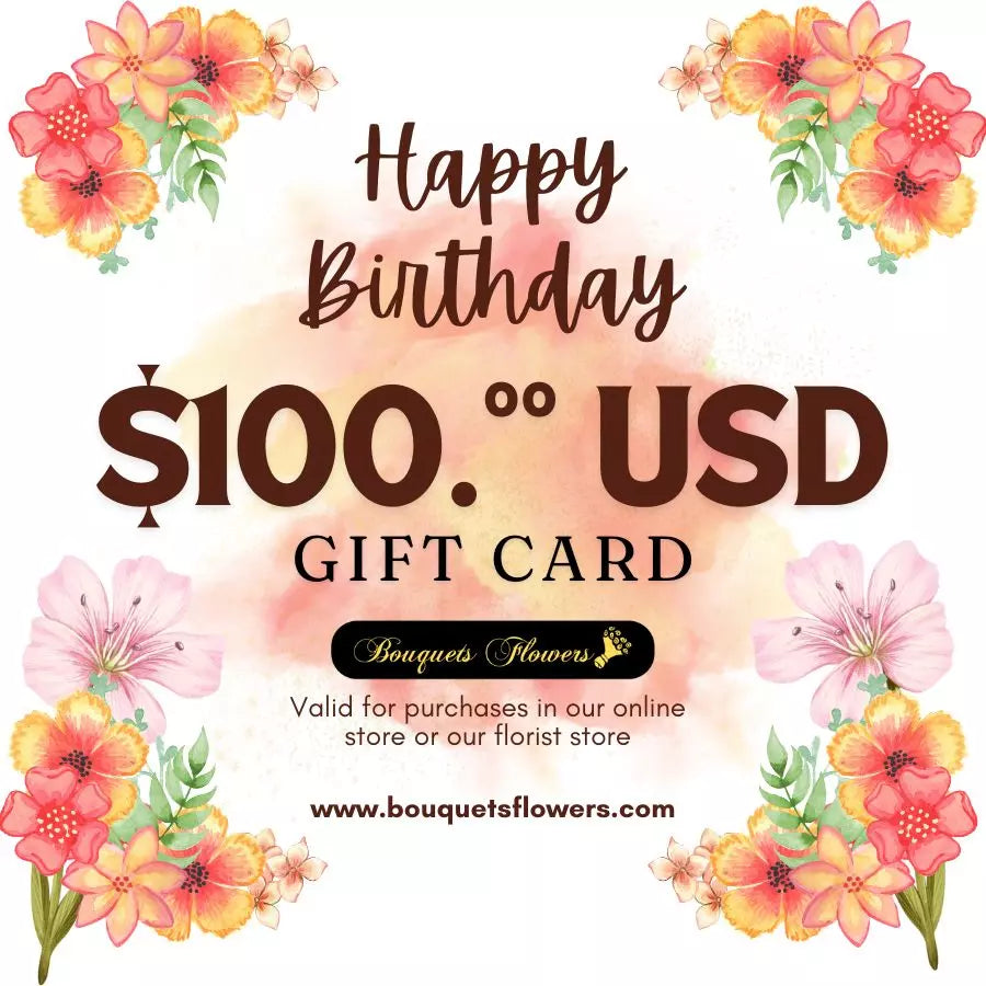 Gift cards for birthday, redeem them for premium products from our luxurious store and give the gift of choice, our gift cards have values of: $100,oo USD