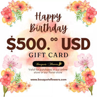 Gift cards for birthday, redeem them for premium products from our luxurious store and give the gift of choice, our gift cards have values of: $500,oo USD