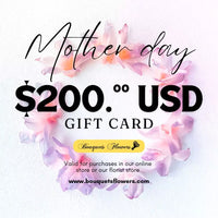 Mother's Day Gift Cards, redeem them for premium products from our luxurious store and give the gift of choice, our gift cards have values of: $200,oo USD
