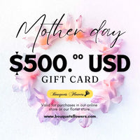 Mother's Day Gift Cards, redeem them for premium products from our luxurious store and give the gift of choice, our gift cards have values of: $500,oo USD