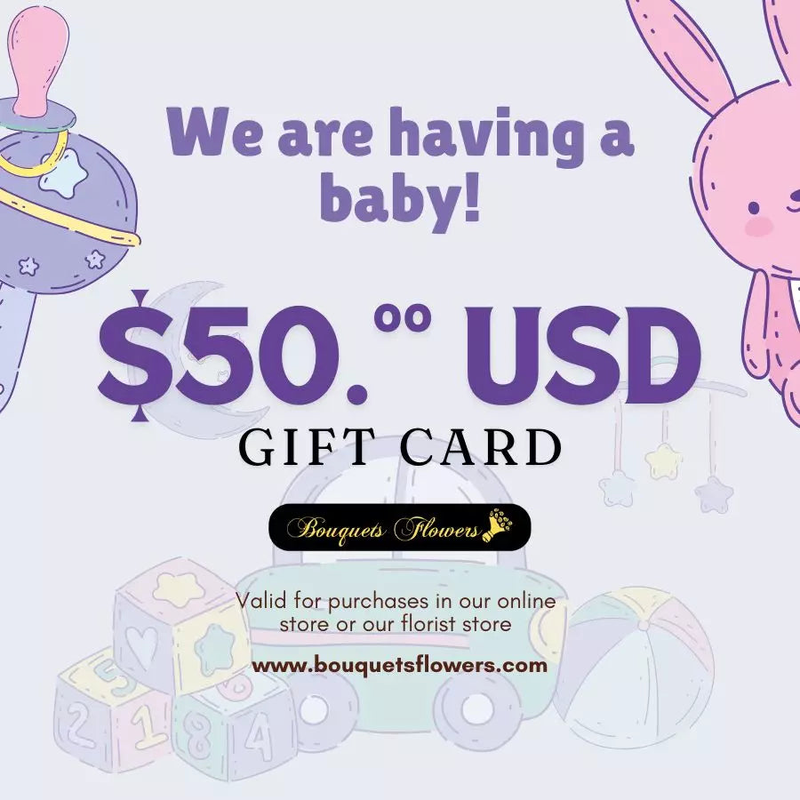 
                      
                        New baby gift card, redeem them for premium products from our luxurious store and give the gift of choice, our gift cards have values of: $50,oo USD
                      
                    