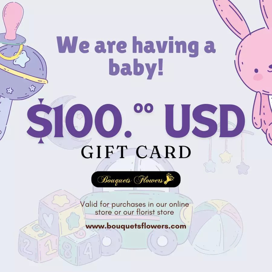 New baby gift card, redeem them for premium products from our luxurious store and give the gift of choice, our gift cards have values of: $100,oo USD