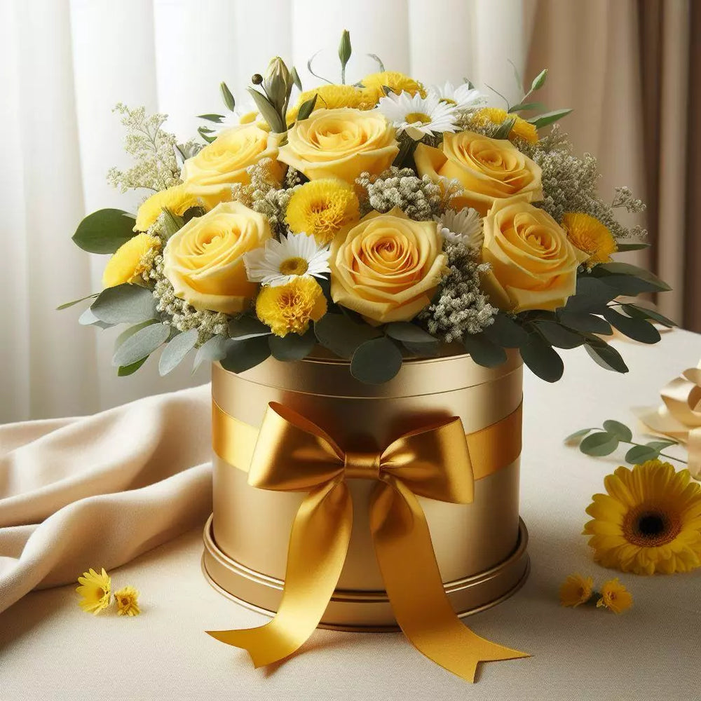 Happiness Yellow Roses, Bouquets Flowers Miami, delivery roses in Coral Gables and Miami, Share the joy and spread love with our vibrant yellow roses.