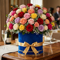 Luxury box with 50 mixed color roses perfect for congratulations and celebrations