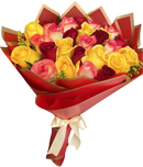 Vibrant congratulations bouquet with mixed color roses in a large premium arrangement