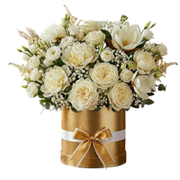 Elegant white flowers box with roses and soft blooms for congratulations and new beginnings