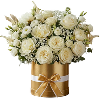 Elegant white flowers box with roses and soft blooms for congratulations and new beginnings
