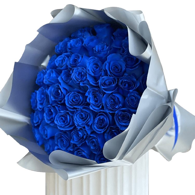 
                  
                    Imagen de floristería Bouquets Flowers ubicada en la ciudad de Miami, un ramo con 50 rosas azules para celebrar la fiesta de las luces o el Hanukkah. Domicilio confiable en Miami.
                  
                