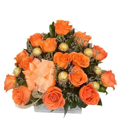 I Just Love You, Orange Roses, is a work of art, showcasing an exquisite arrangement of roses in a luxurious box. Valentine´s Day. Bouquets Flowers Miami, delivery