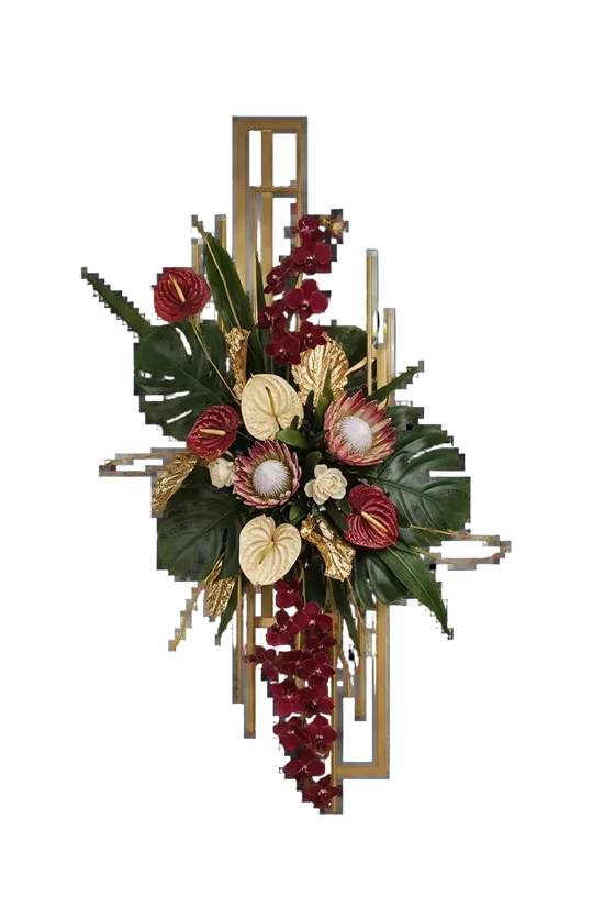 Obra Floral Magistral - Diseño Artístico Premium con Estructura Dorada