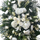 Peace Funeral Wreath, adorned with delicate white flowers, a perfect way to convey your heartfelt condolences, sympathy and condolences, sympathy arrangements, sympathy flowers