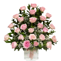 Elegant pink Mother’s Day flowers arrangement with pastel blooms in a luxury flower box in Miami