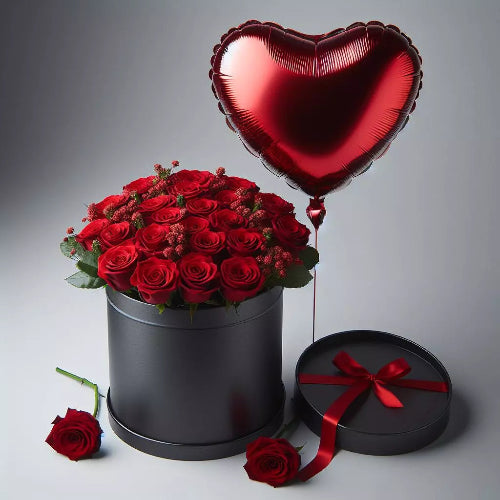 Red Roses in Luxury Box. Elevate your gesture of affection with our elegant and passionate arrangement. Valentine´s Day. Bouquets Flowers Miami, delivery