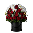 Arreglo Royal de Rosas Rojas y Orquídeas - Aniversario VIP Luxury