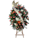 Tranquility Funeral Wreath, Sympathy And Condolences in Miami, is a beautiful tribute to honor your loved one, adorned with delicate white and pink flowers, sympathy and condolences, sympathy arrangements, sympathy flowers